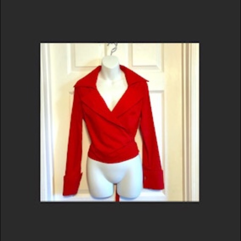 Sisley red wrap shirt.
